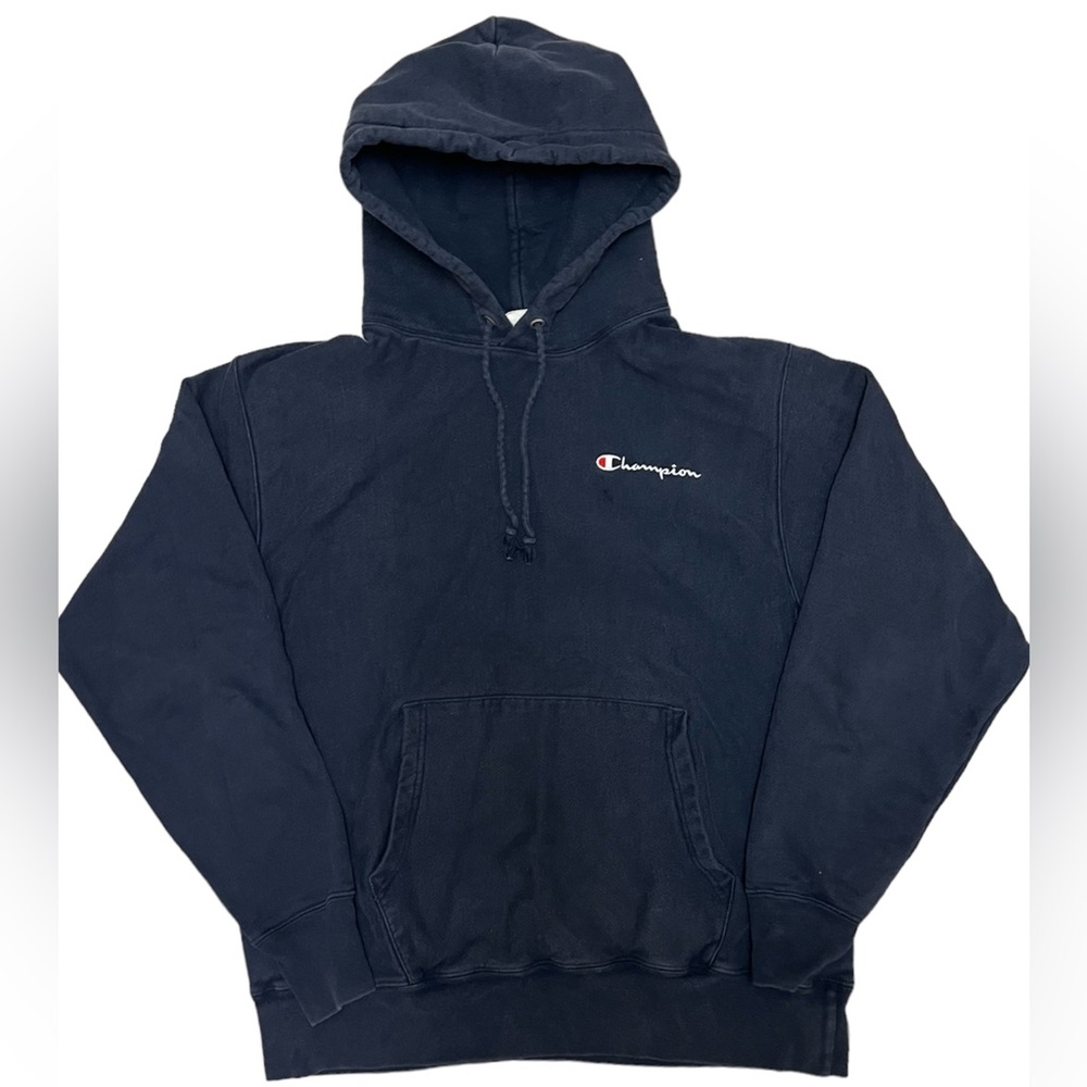 Champion Navy Blue Men's Pullover Hoodie Logo Size Large